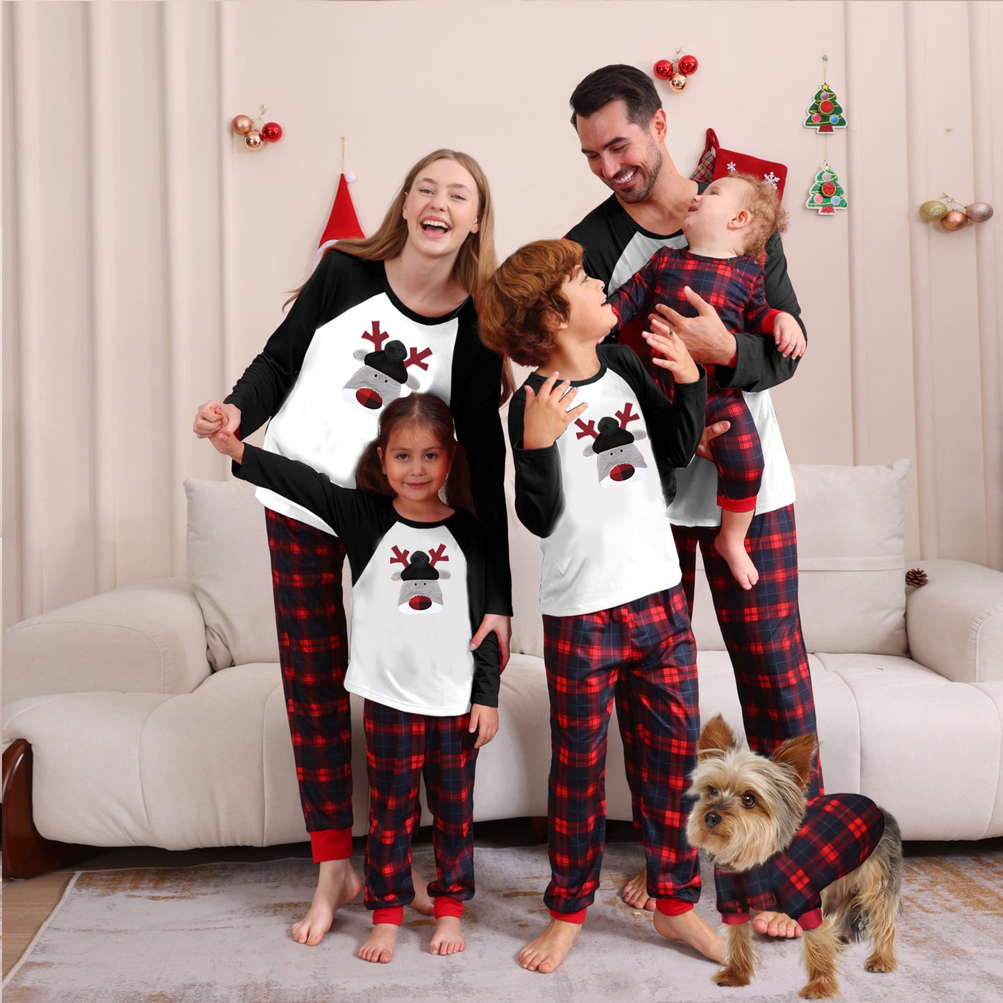 2024 Autumn And Winter Cross-border European And American Boys And Girls Women's Clothing Men's Long Sleeve Trousers New Cross-border Christmas Family Suit