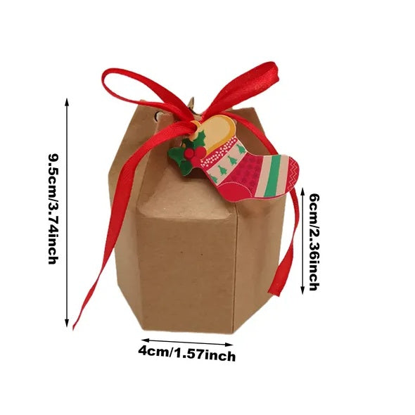 24 Pcs Christmas Gift Boxes With Ribbon And Cards Cartoon Santa Claus Reindeer Snowman Pattern Box Paper Cookies Candy Treat Boxes For Christmas Party Favor Supplies