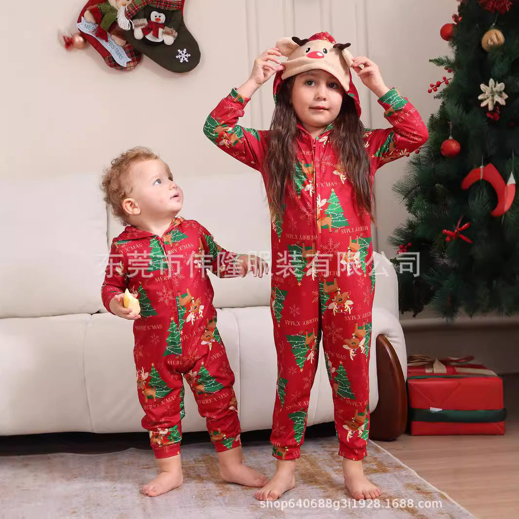 2024 Autumn And Winter Boys And Girls Women's Clothing Men's Long Sleeve Trousers New Christmas Family Suit