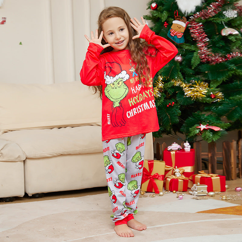 2024 European And American Amazon Christmas New Chic Letter Printing Parent-child Holiday Homewear Pajamas Suit