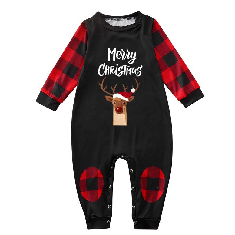 New Autumn And Winter Christmas Printed Home Clothes Christmas Deer Letter Pattern Parent-child Suit