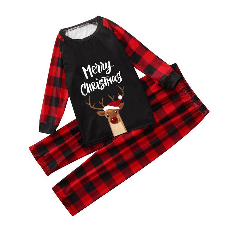 New Autumn And Winter Christmas Printed Home Clothes Christmas Deer Letter Pattern Parent-child Suit