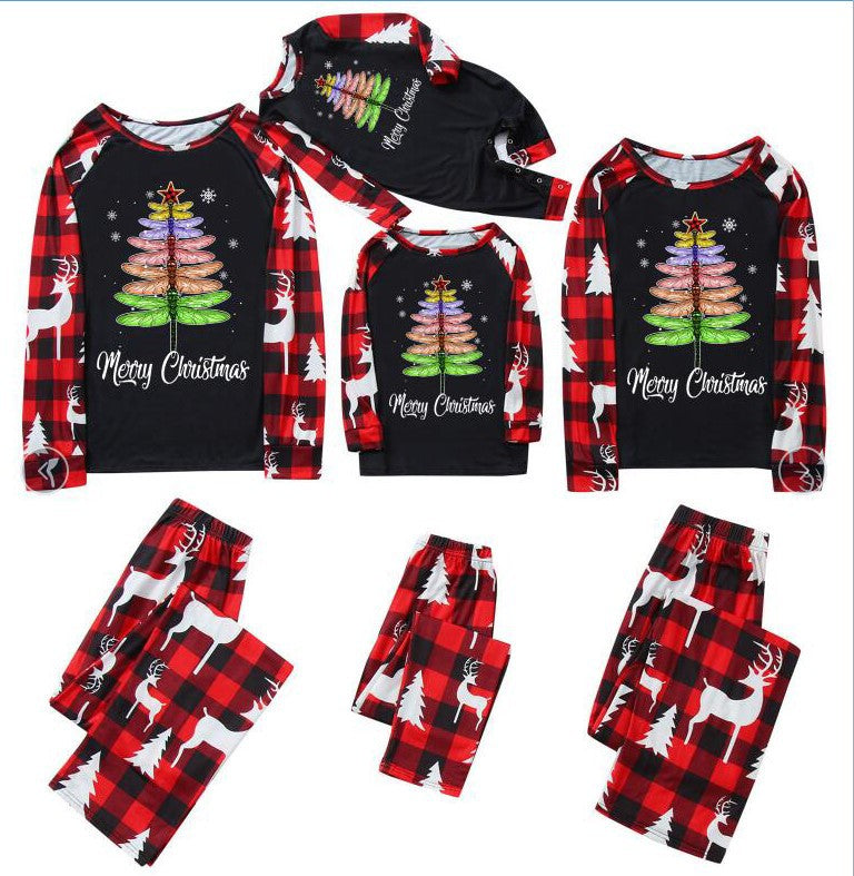 New Autumn And Winter Christmas Printed Home Clothes Christmas Deer Letter Pattern Parent-child Suit