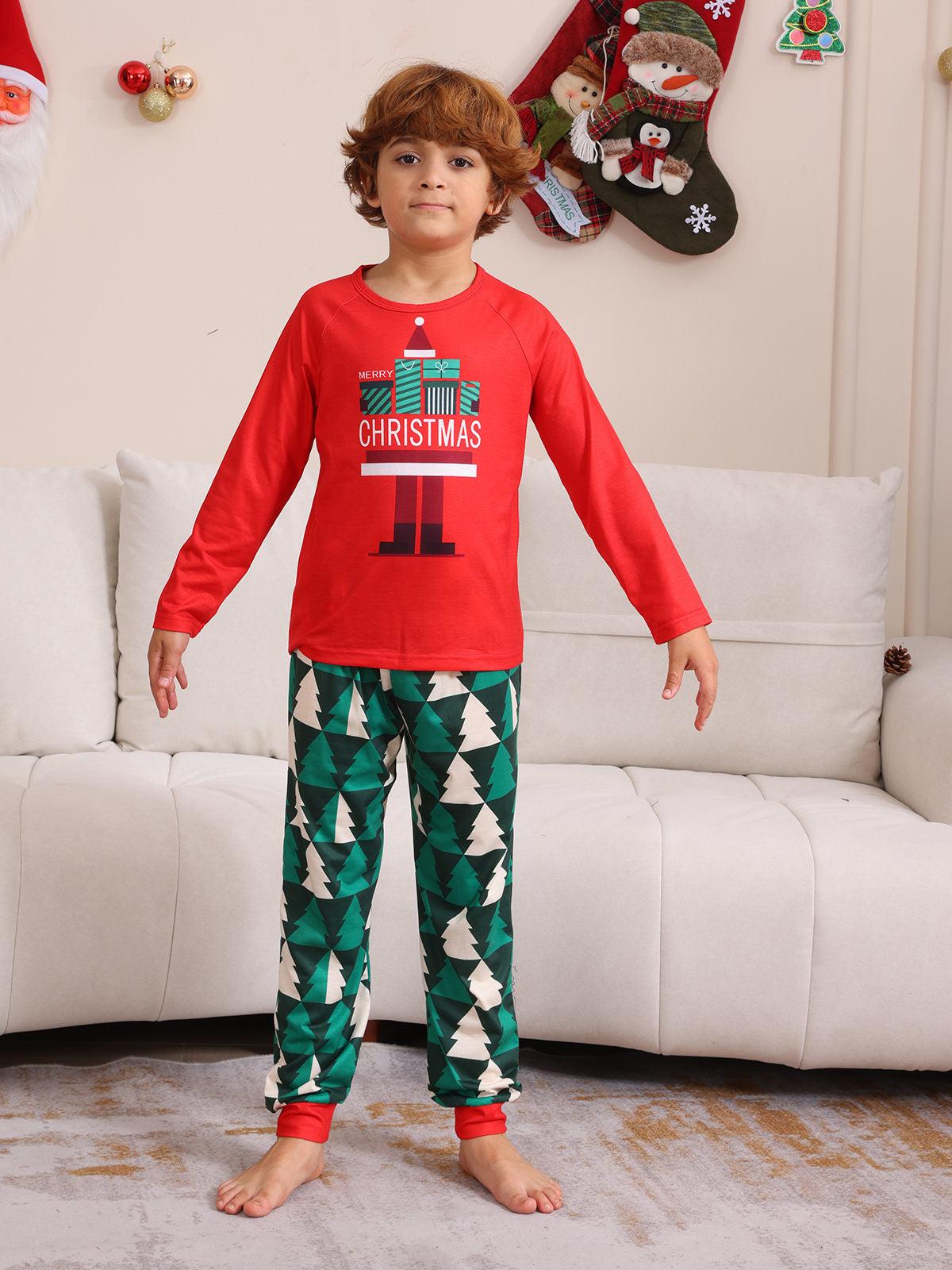 2024 Autumn And Winter Cross-border European And American Boys And Girls Women's Clothing Men's Long Sleeve Trousers New Cross-border Christmas Family Suit