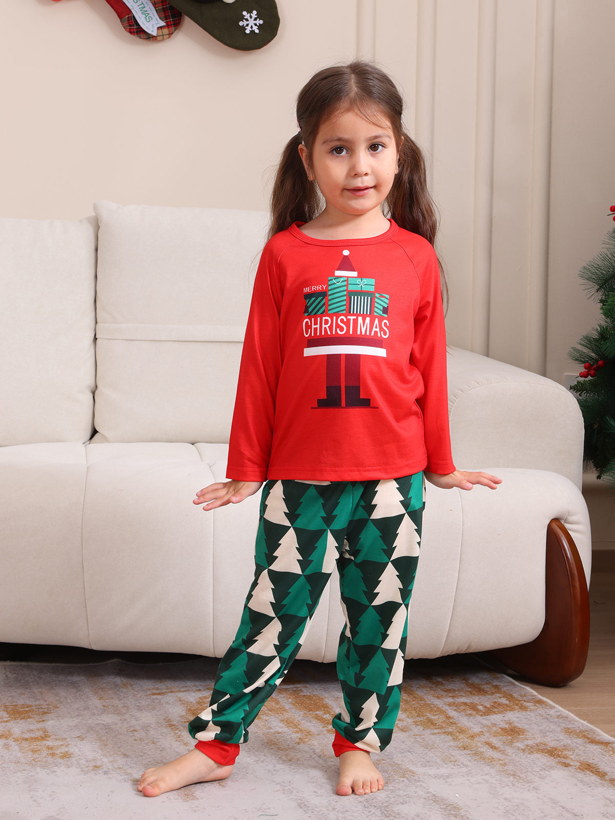 2024 Autumn And Winter Cross-border European And American Boys And Girls Women's Clothing Men's Long Sleeve Trousers New Cross-border Christmas Family Suit