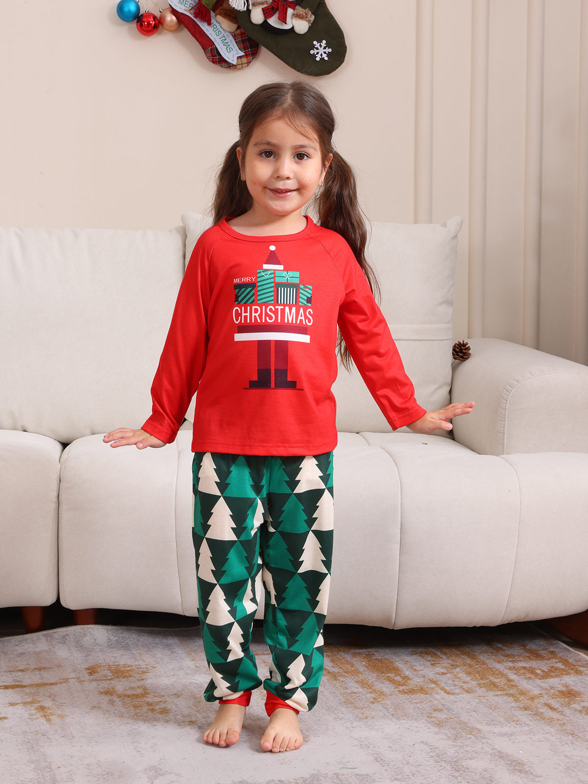 2024 Autumn And Winter Cross-border European And American Boys And Girls Women's Clothing Men's Long Sleeve Trousers New Cross-border Christmas Family Suit