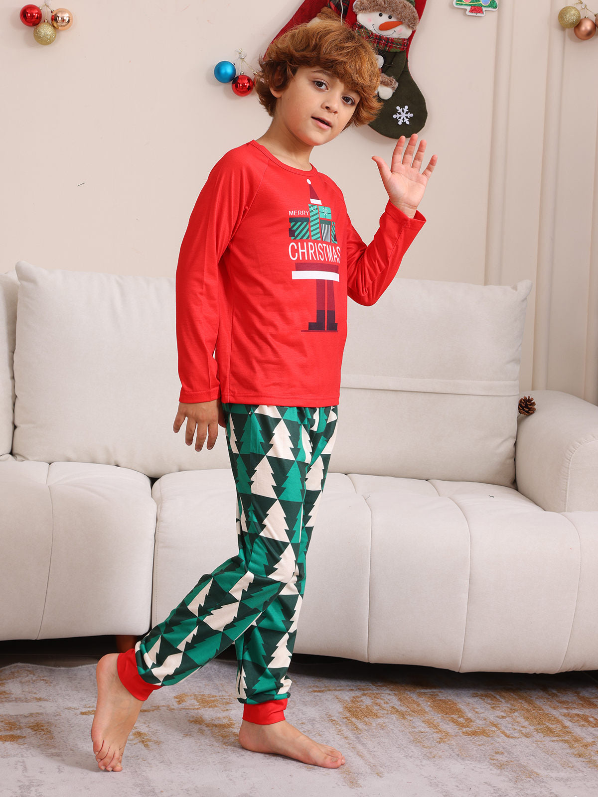 2024 Autumn And Winter Cross-border European And American Boys And Girls Women's Clothing Men's Long Sleeve Trousers New Cross-border Christmas Family Suit