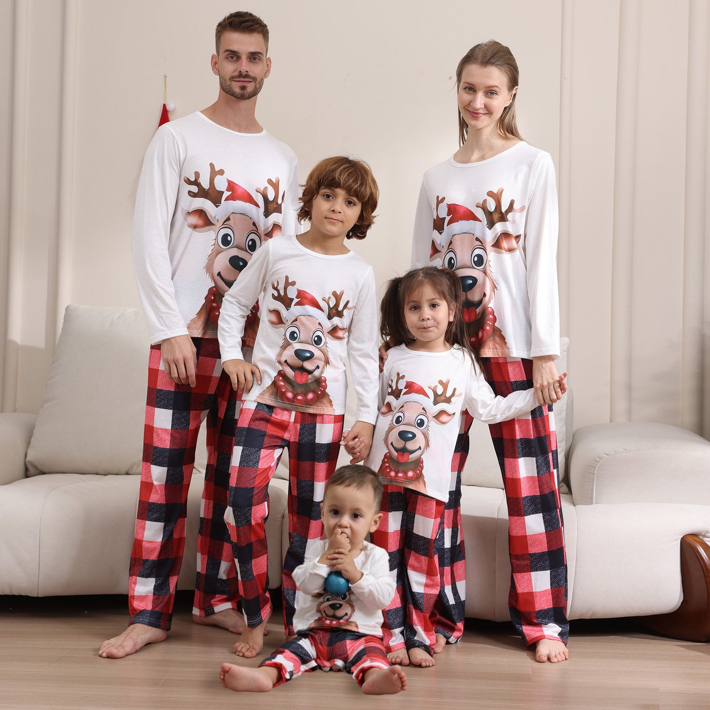 2024 Autumn And Winter Cross-border European And American Boys And Girls Women's Clothing Men's Long Sleeve Trousers New Cross-border Christmas Family Suit