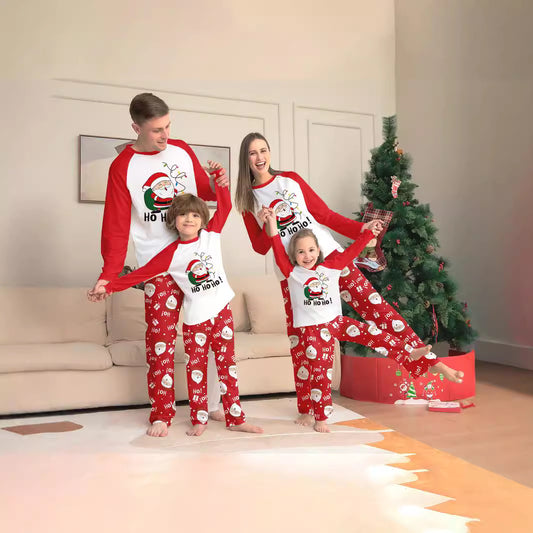 2024 Europe And The United States Cross-border New Santa Claus Letter Cartoon Christmas Parent-child Clothes Printed Home Clothes Pajamas