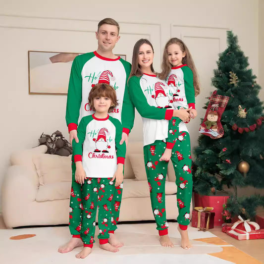 2024 Europe And The United States Cross-border New Santa Claus Letters Snowflake Christmas Parent-child Printed Home Clothes Pajamas