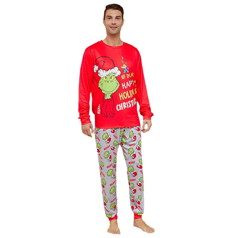 2024 European And American Amazon Christmas New Chic Letter Printing Parent-child Holiday Homewear Pajamas Suit