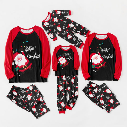 2025 Amazon Wish Cross-border European And American Autumn Parent-child Wear Loose Casual Printing Color Matching Round Neck Christmas Style