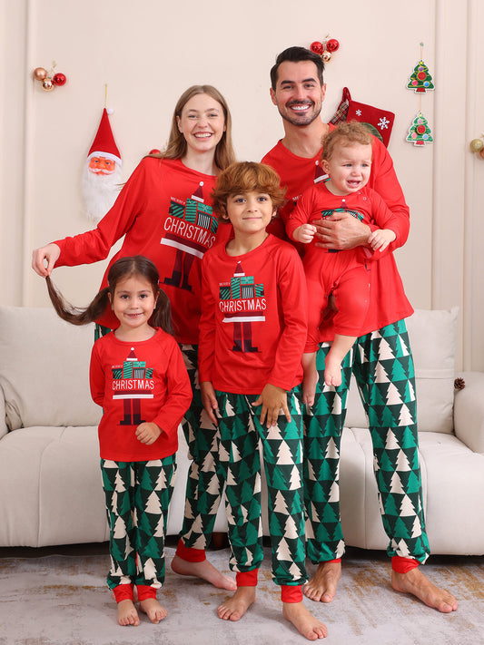 2024 Autumn And Winter Cross-border European And American Boys And Girls Women&#039;s Clothing Men&#039;s Long Sleeve Trousers New Cross-border Christmas Family Suit
