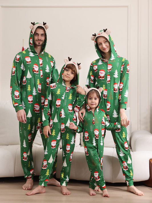 2024 Cross-border Europe And The United States Boys And Girls Women&#039;s Men&#039;s Long Sleeve Trousers New Cross-border Christmas Family One-part Pajamas